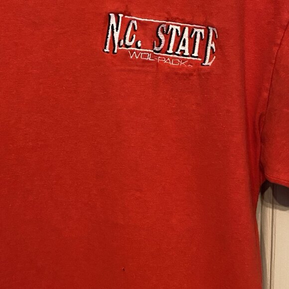NC State Wolfpack Red S/S T-Shirt Men's Size L Vintage Single Stitch USA NCAA - Picture 4 of 7